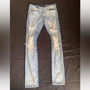 Jordan Craig Light Blue Distressed Skinny Jeans (Size: 32x34)